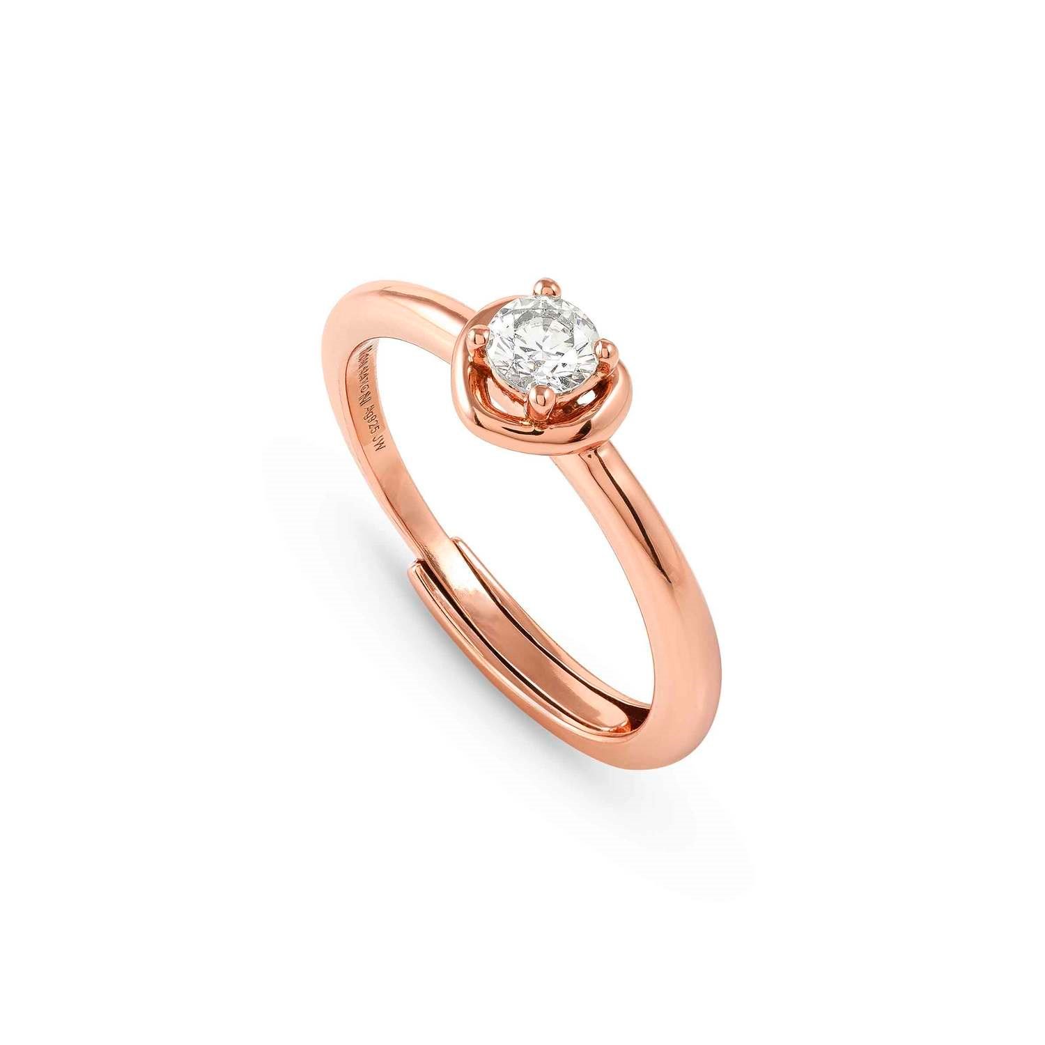 Cosmiclove Beyaz Zirkon Taşlı 22 Ayar Rose Gold  Kaplama 925 Ayar Gümüş Yüzük