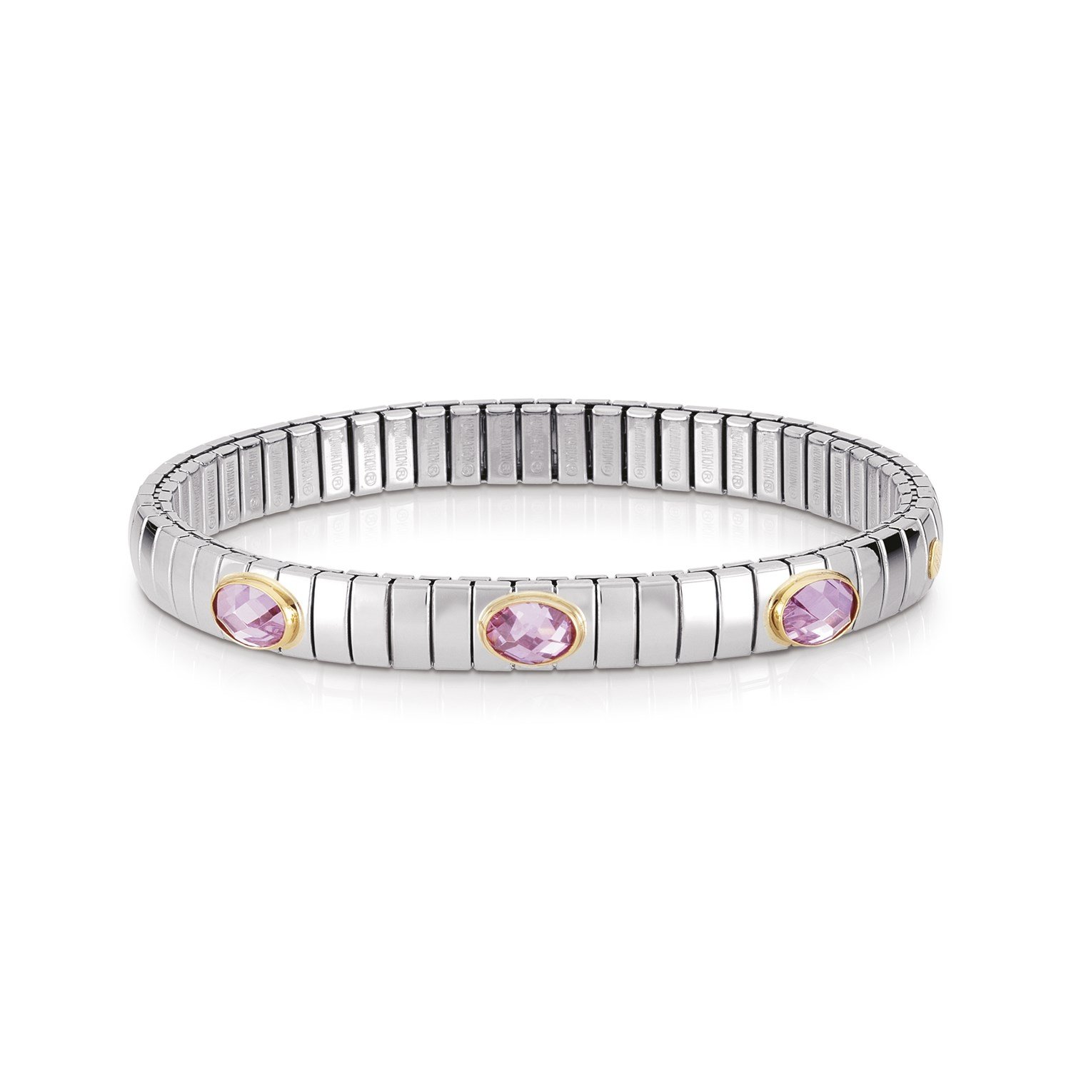 Extension 042505 003 Pembe Zirkon Taşlı 18 Ayar Altın Detaylı Bileklik