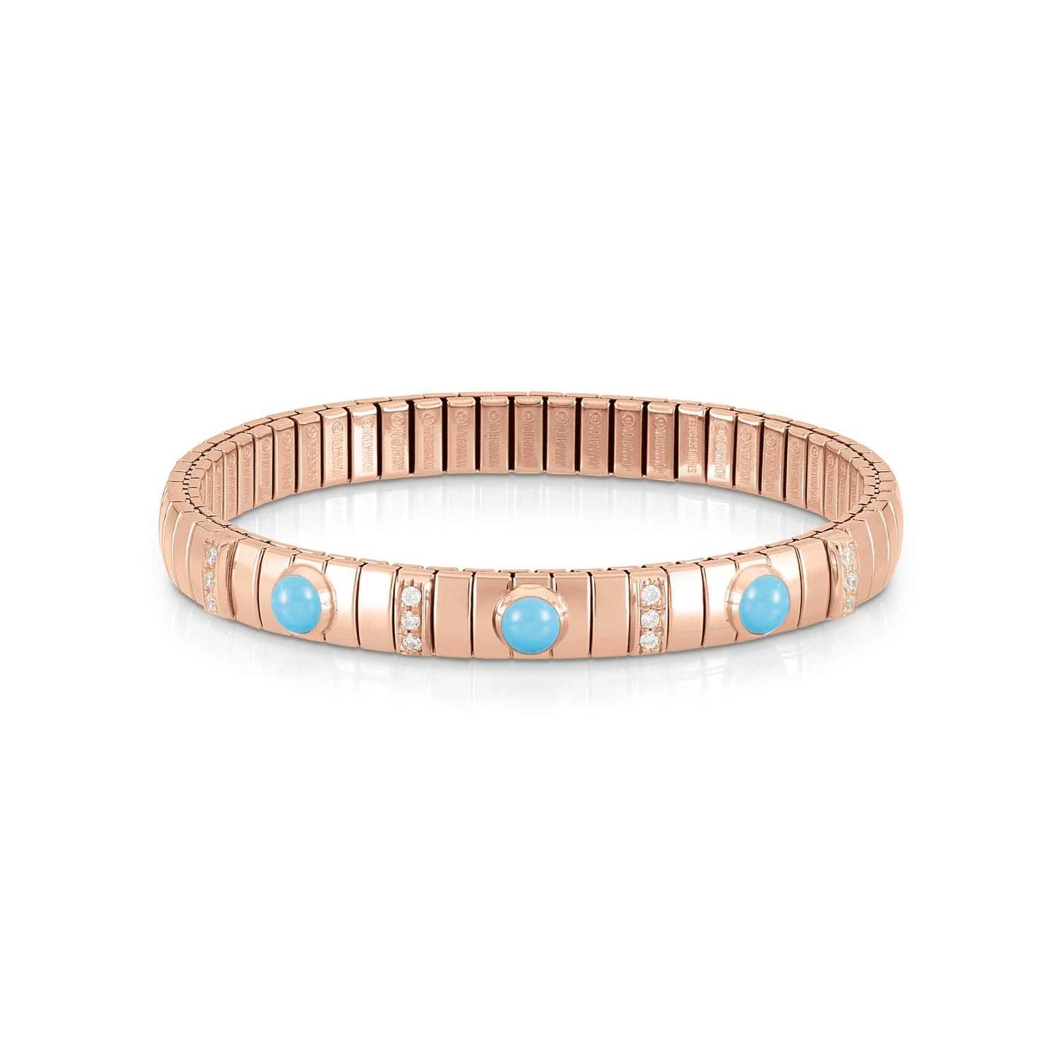 Extension 042857 006 Beyaz Zirkon ve Turkuaz Taşlı Rose Gold Bileklik
