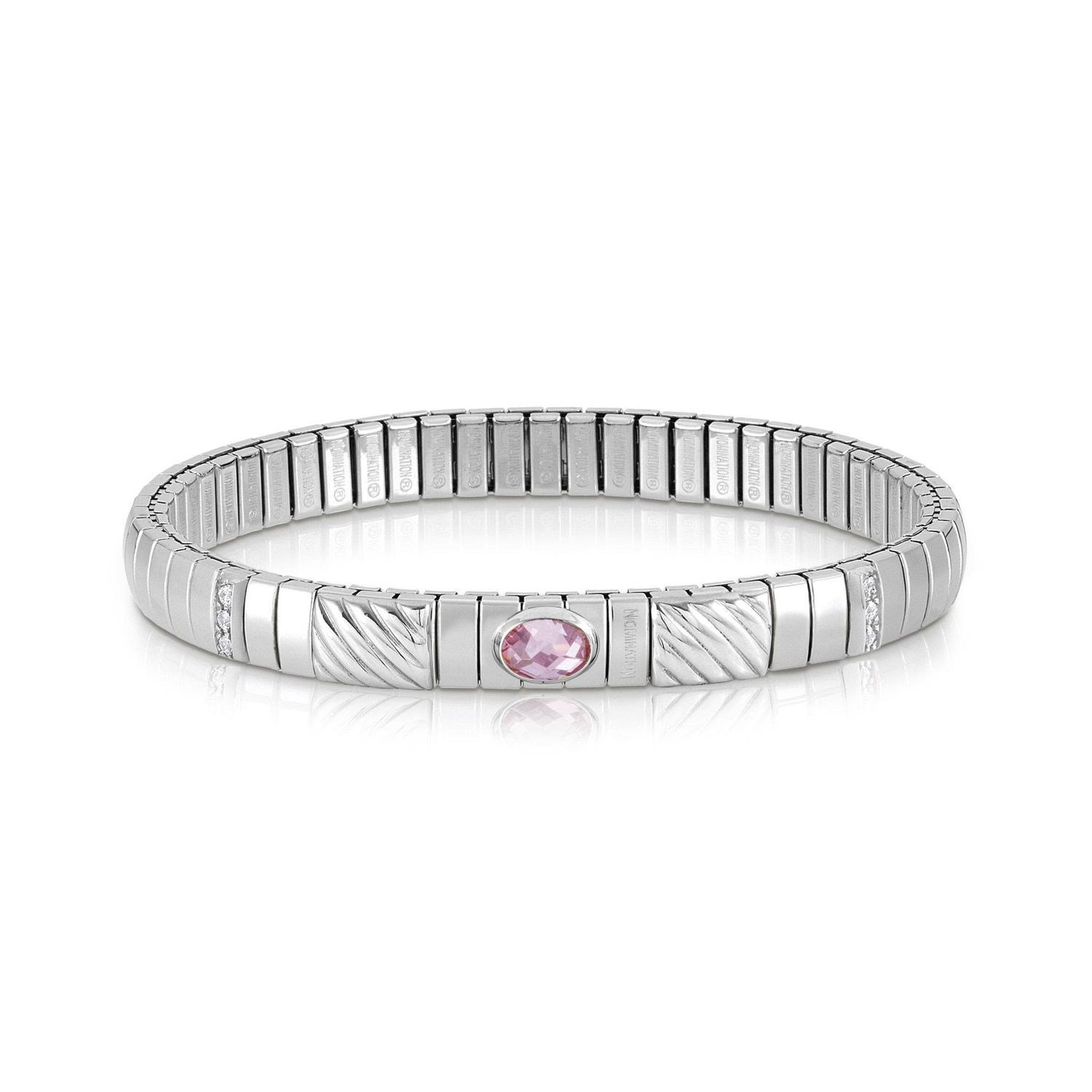 Extension 043332 003 Beyaz Zirkon ve Pembe Taşlı 925 Ayar Gümüş Bileklik