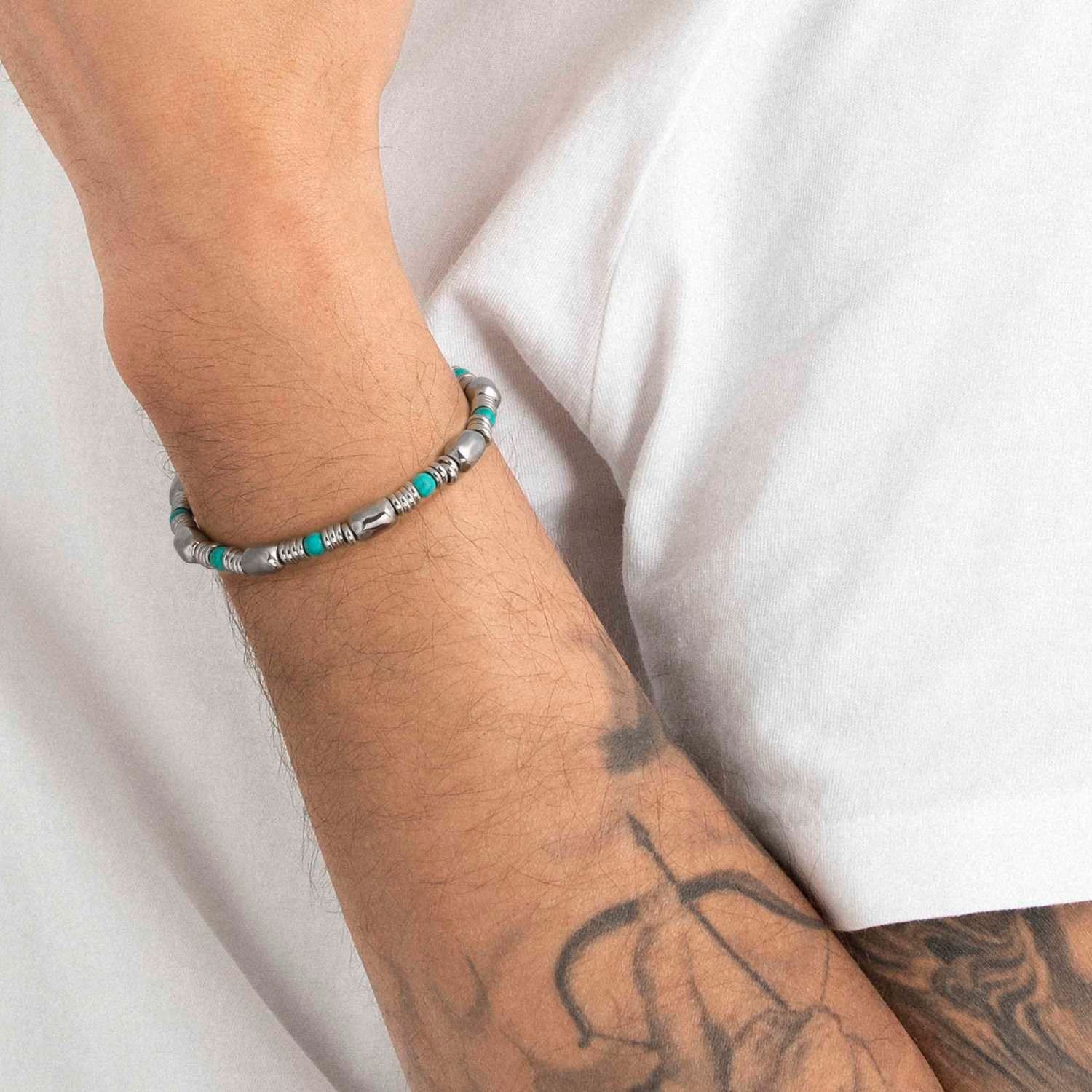 Instinctstyle İnce Kesim Sodalit Taşlı Paslanmaz Çelik Bileklik
