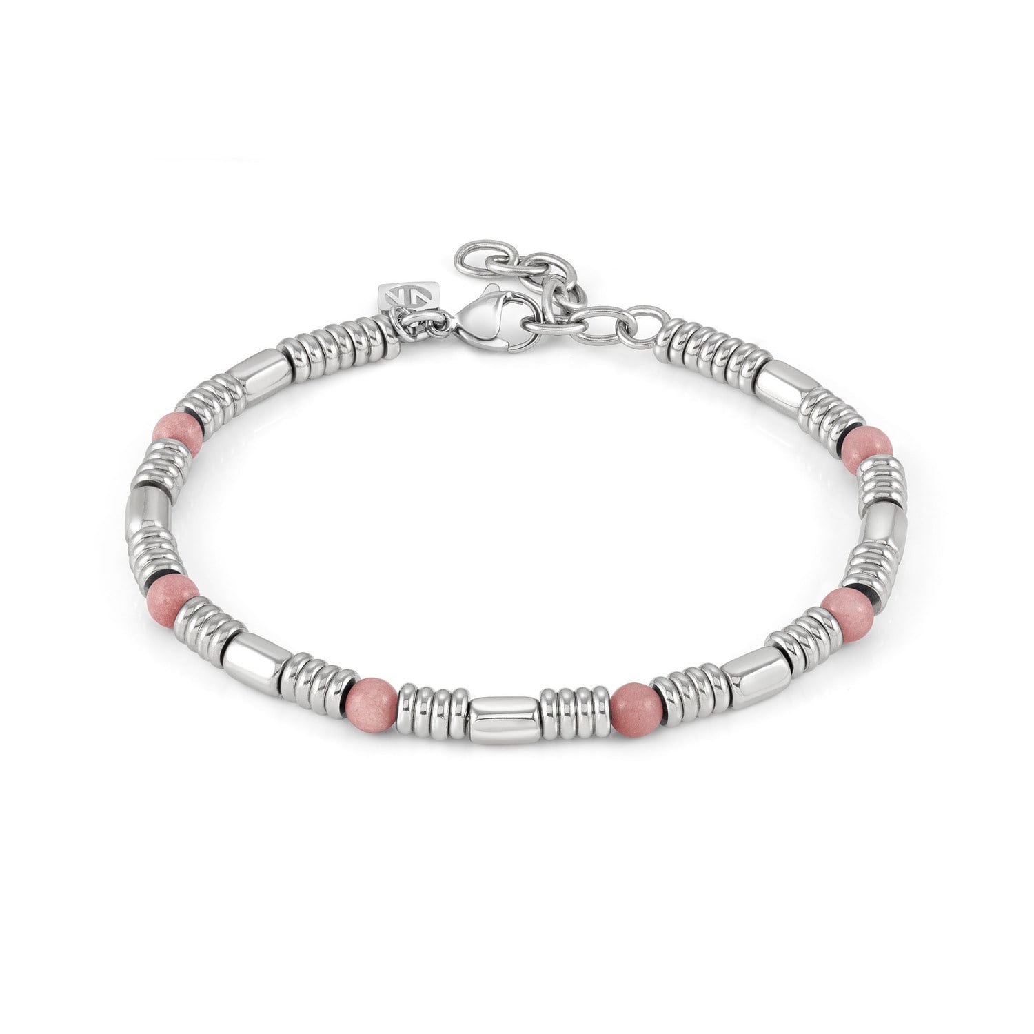 Instinctstyle Pembe Opal Taşlı Paslanmaz Çelik Bileklik Gümüş Renk