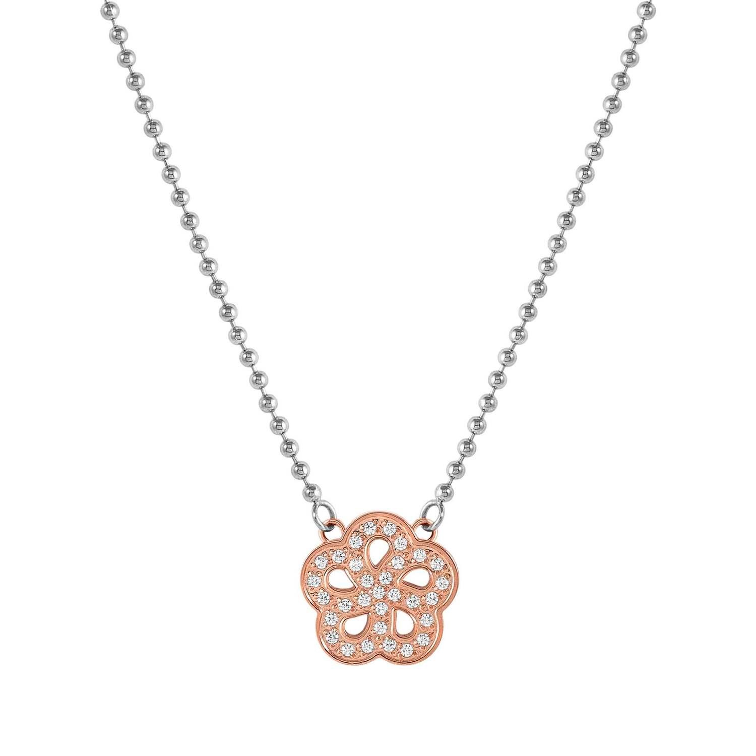 Soffio D'Amore Zirkon Taşlı Kolye Çiçek Rose Gold Renk