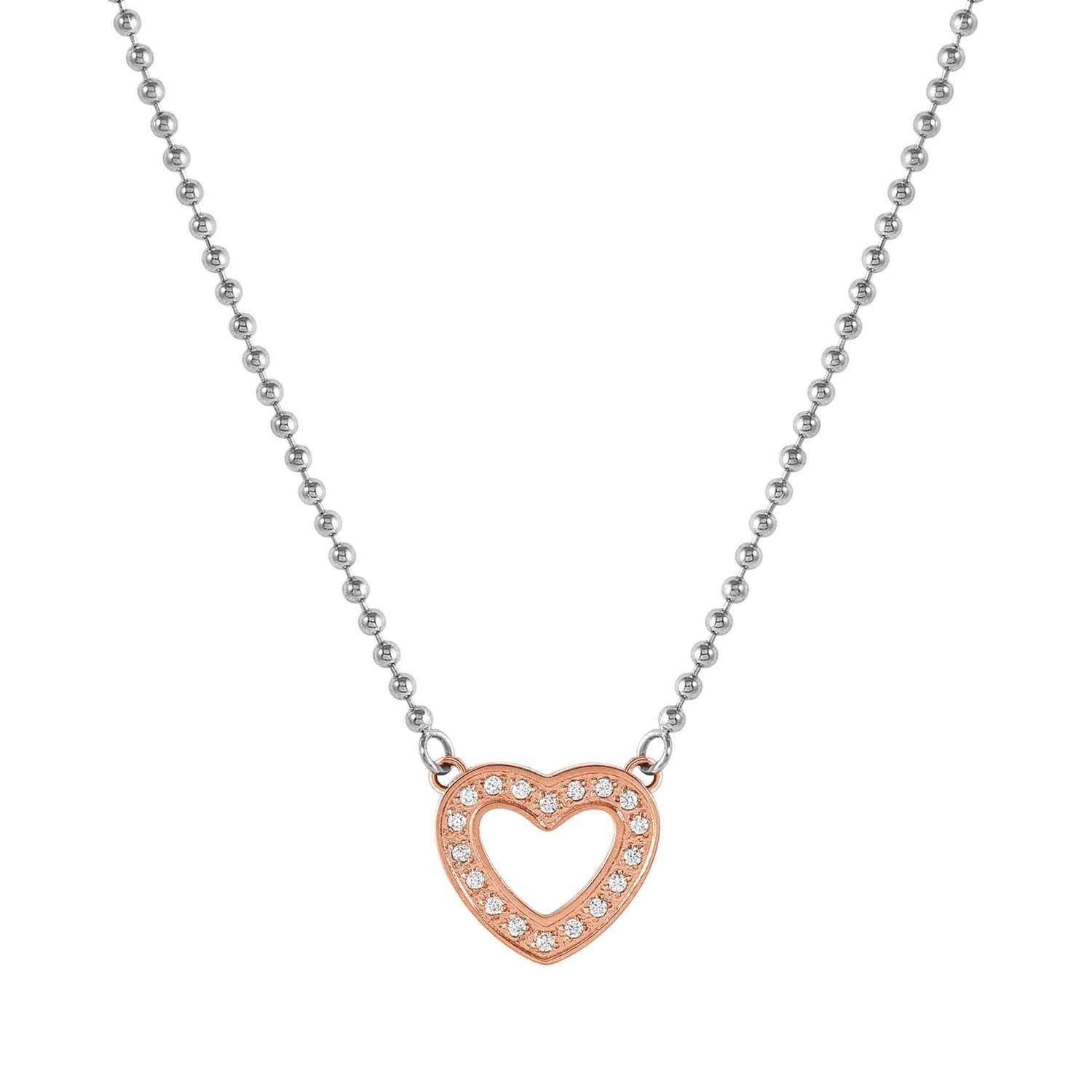 Soffio D'Amore Zirkon Taşlı Kolye Kalp Rose Gold Renk