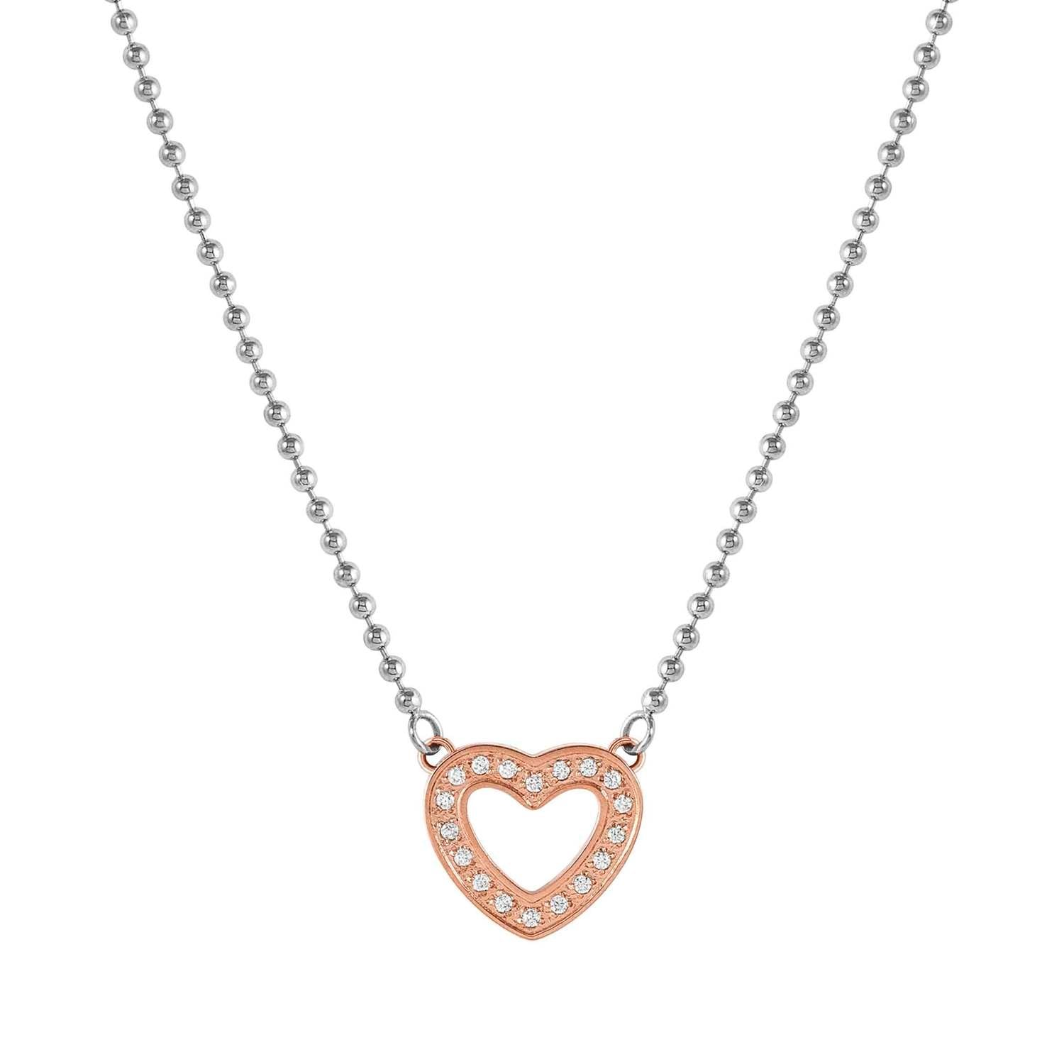 Soffio D'Amore Zirkon Taşlı Kolye Kalp Rose Gold Renk