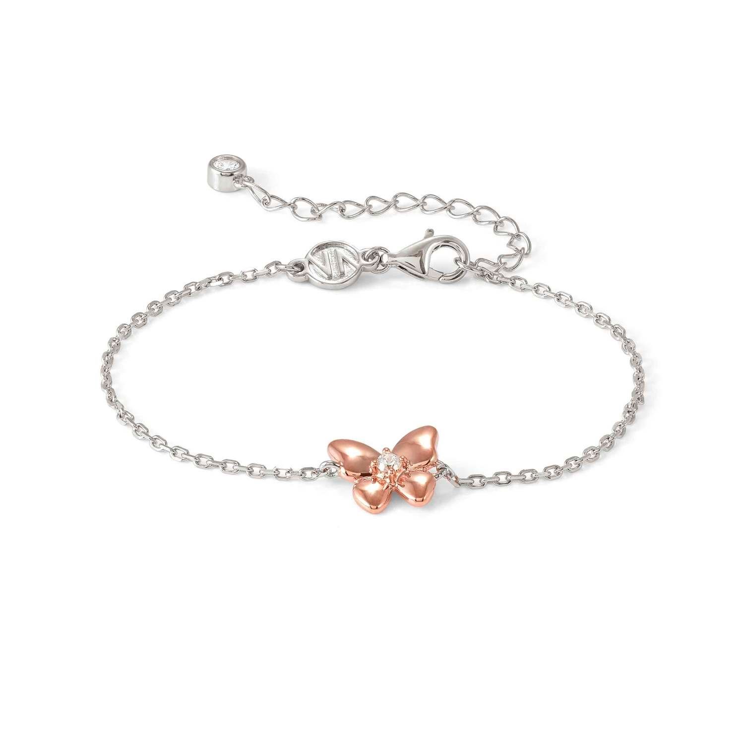 SweetMadame Beyaz Zirkon Taşlı Kelebek Bileklik  Rose Gold