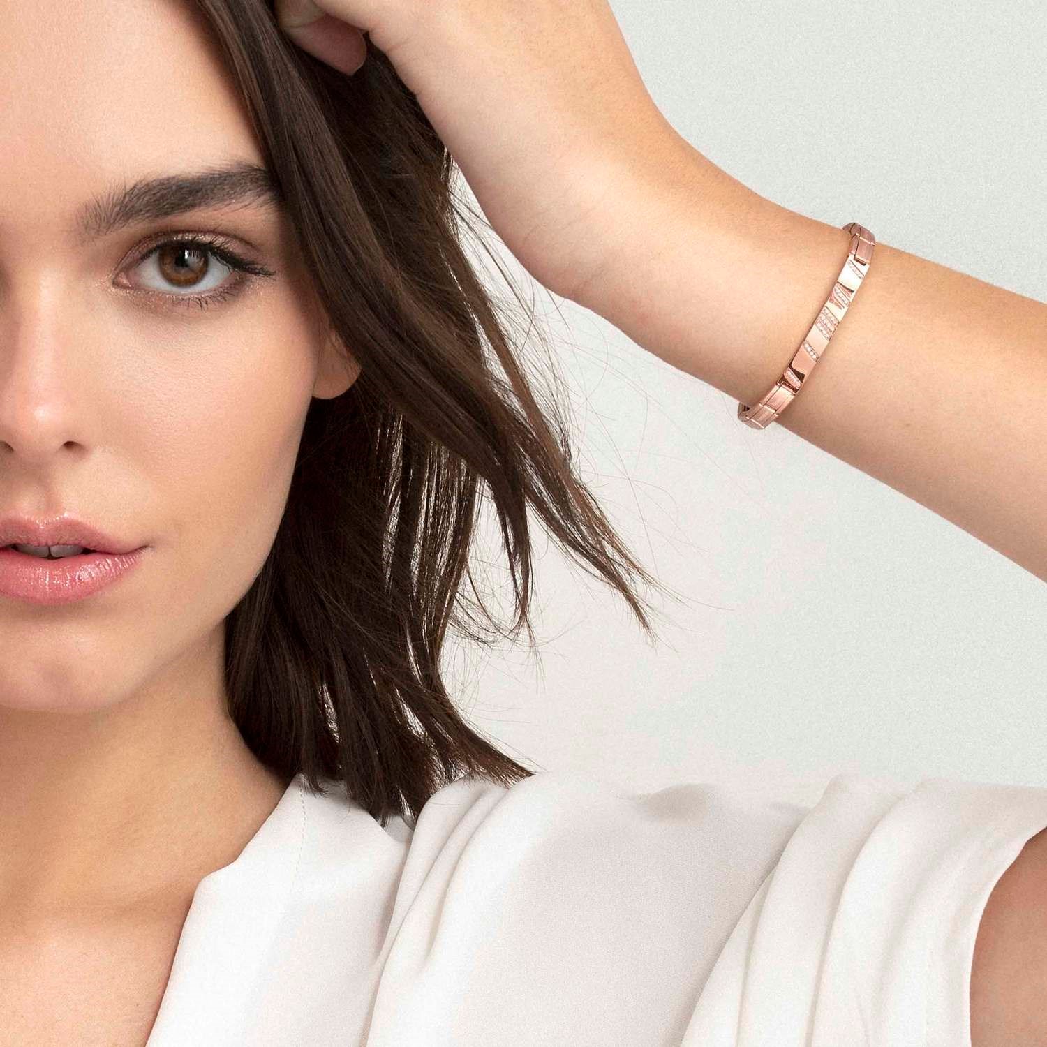 Trendsetter Zirkon Taşlı New York Çelik Bileklik Rose Altın Renk