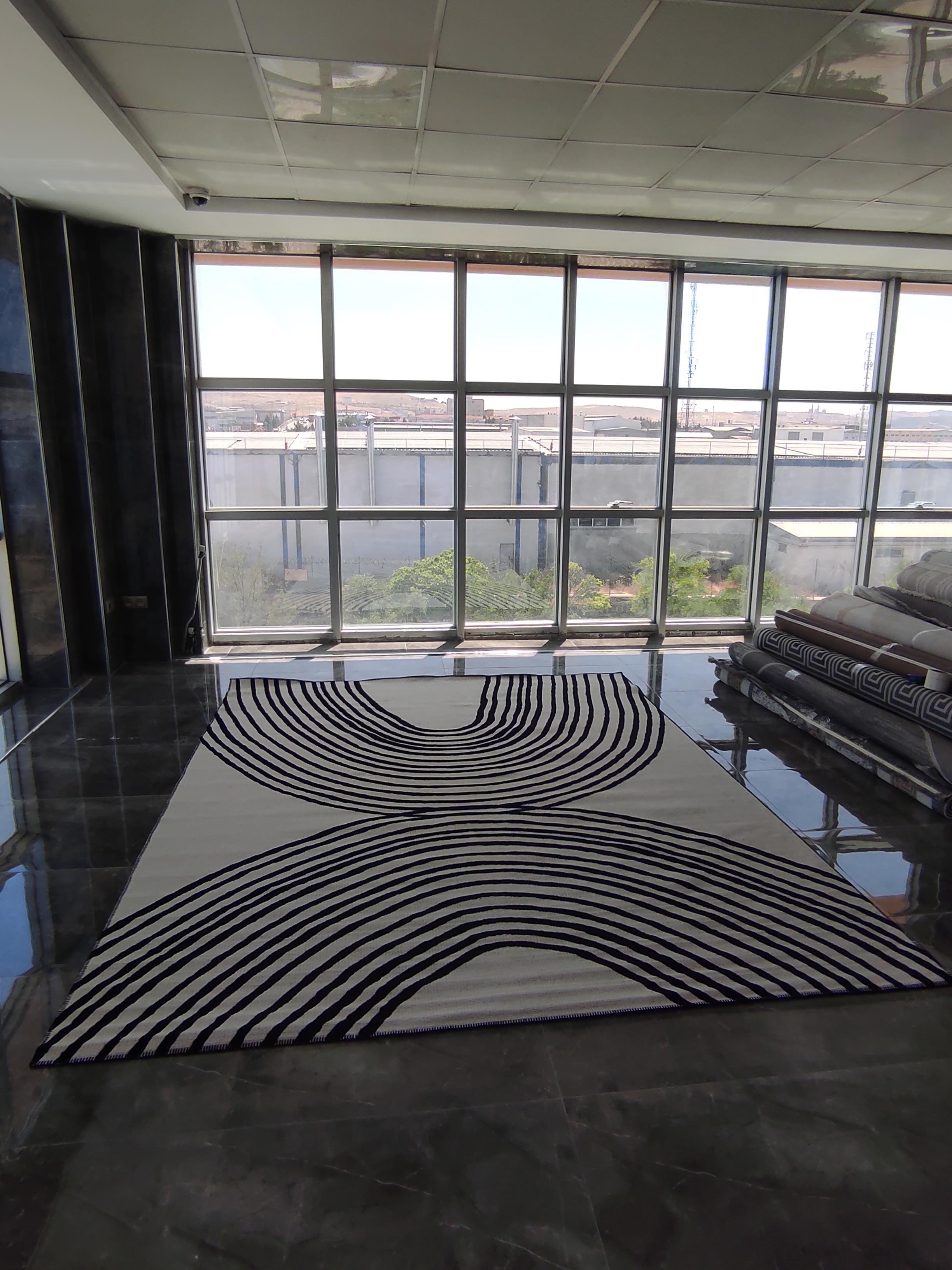 MODERN ZARİF DOKUMA KİLİM  SİYAH BEYAZ 240*305