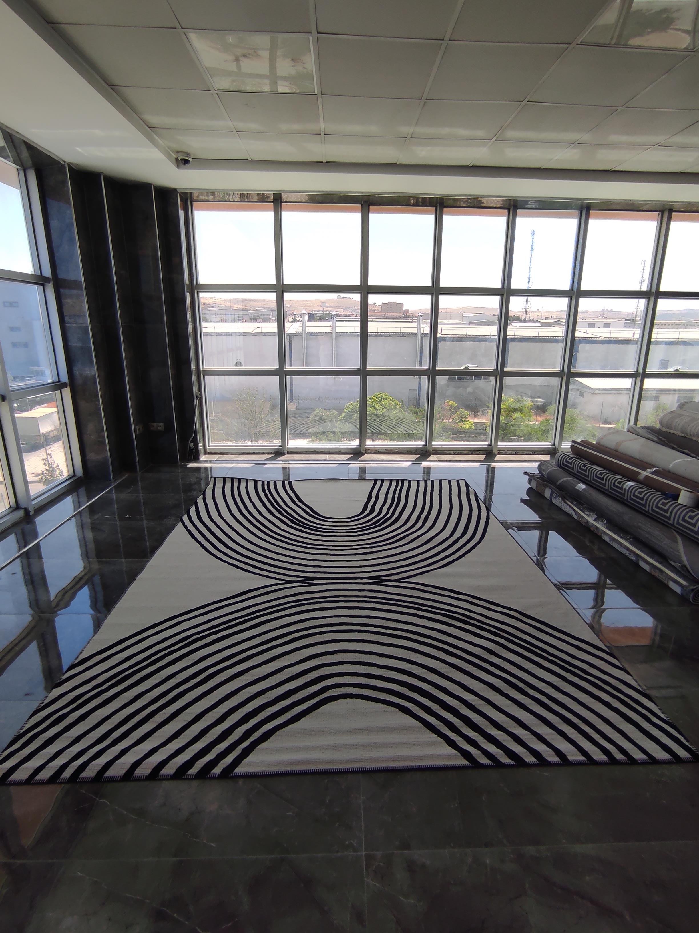 MODERN ZARİF DOKUMA KİLİM  SİYAH BEYAZ 240*305