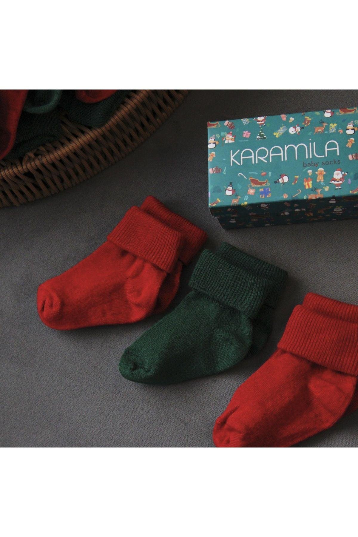 3' Lü Set Bambu Bebek Çorap - Yılbaşı Özel Kutulu Yılbaşı Özel Koleksiyon