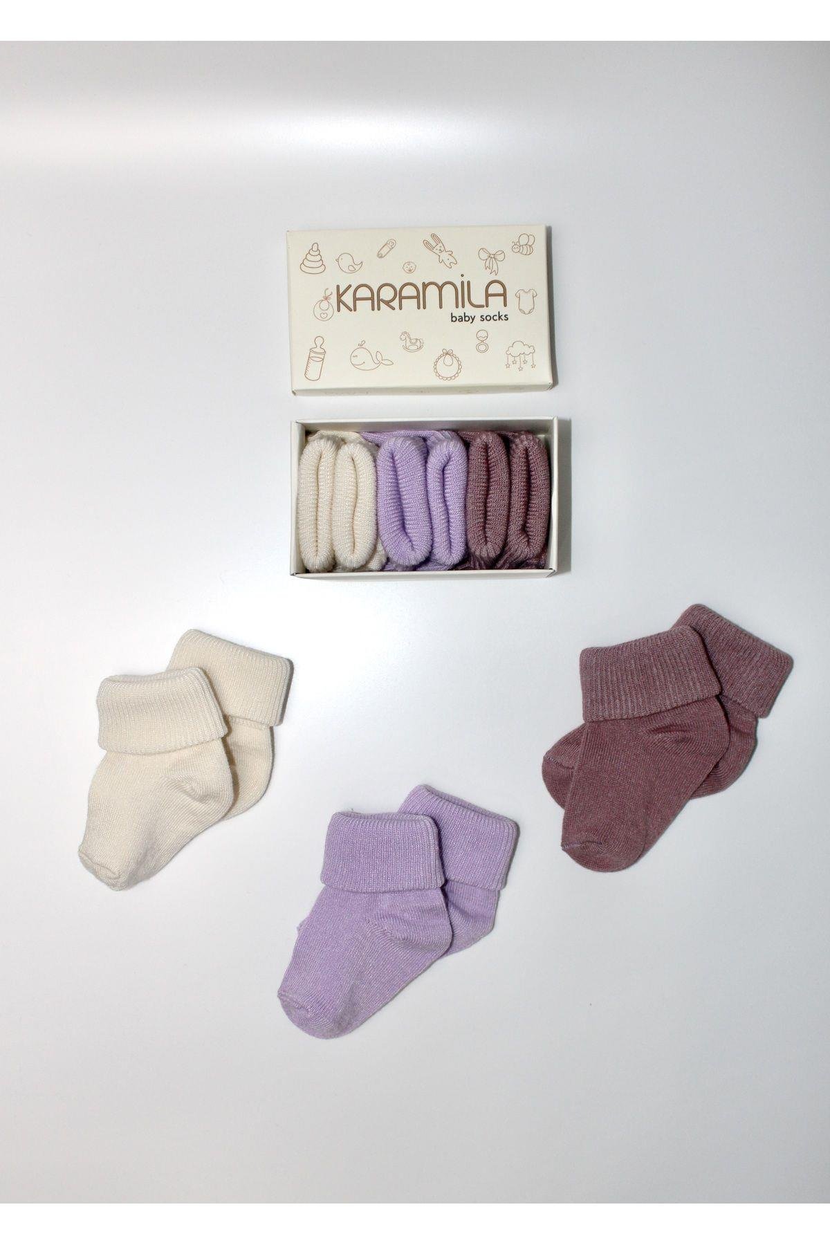 Bebek 3'lü Set Bambu Çorap - Baby Bamboo Socks - Yenidoğan Çorap- Bebek Çorap