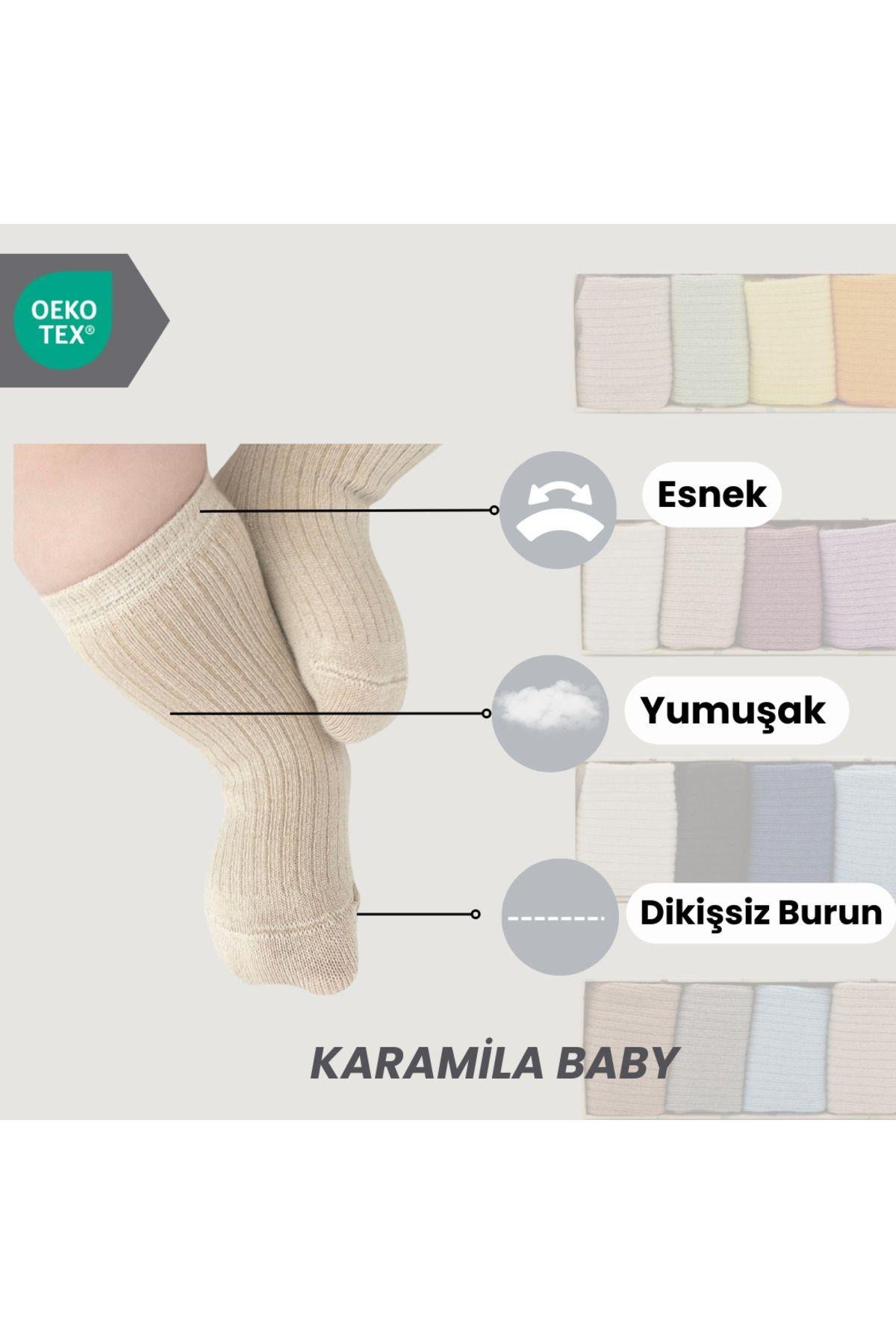Dikişsiz Bamboo Bebek Çorap 5 Çift Özel Kutusunda- ( 6 Ay'dan Sonraki Bedenler Silikon Tabanlı )