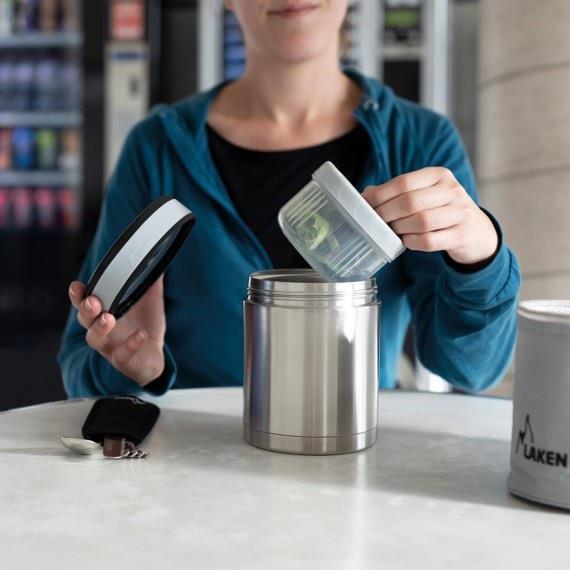 Laken Çelik 18/8 Termos Yemek Sefer Tası+Nprnn Kılıflı 1,5L - Gri LKP15