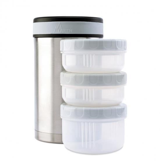 Laken Çelik 18/8 Termos Yemek Sefer Tası+Nprnn Kılıflı 1,5L - Gri LKP15