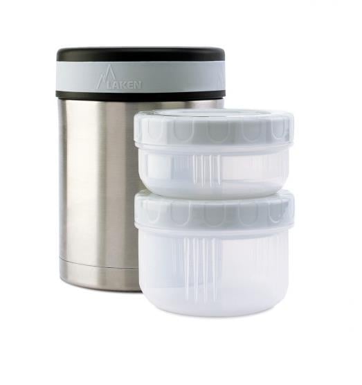 Laken Çelik 18/8 Termos Yemek Sefer Tası+Nprnn Kılıflı 1L - Gri LKP10