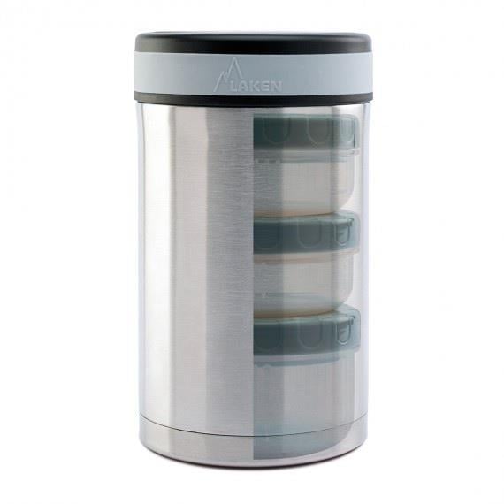 Laken Çelik 18/8 Termos Yemek Sefer Tası+Nprnn Kılıflı 1,5L - Gri LKP15