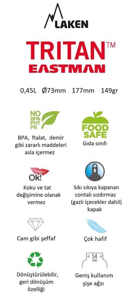 Laken Tritan Şişe Summer Collection 0,45L - Turuncu LKOE-TN4