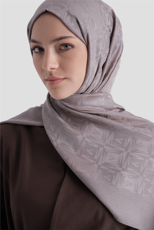 Armine Lyocell Naia Kare Monogram Şal 6 - 08 Koyu Vizon