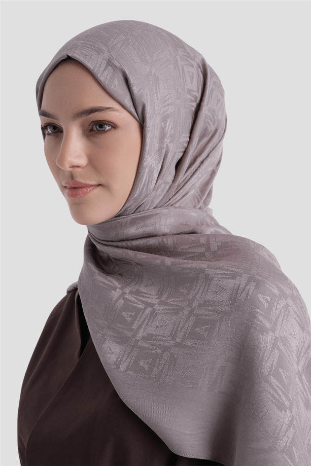 Armine Lyocell Naia Kare Monogram Şal 6 - 08 Koyu Vizon