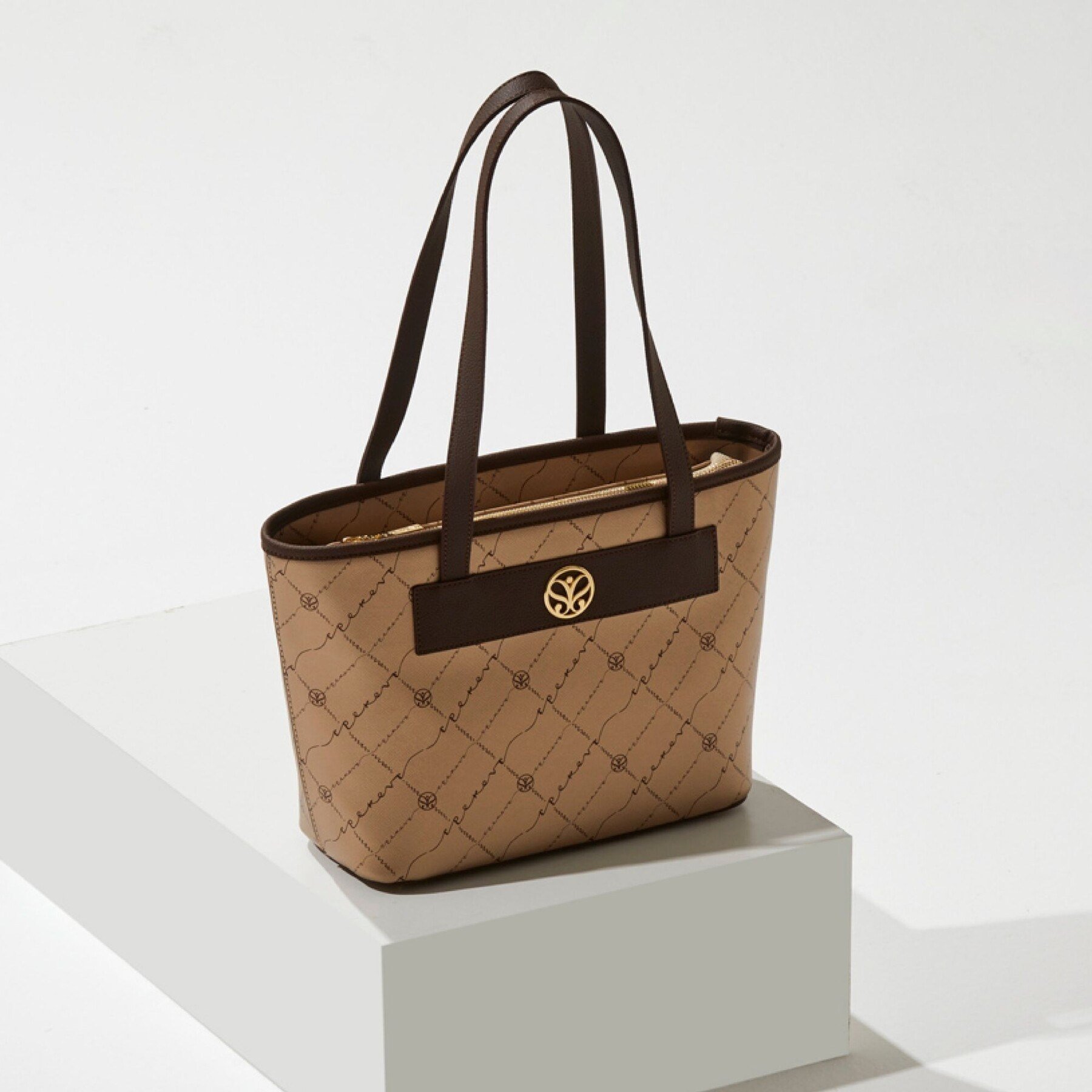 İPEKEVİ Gold Monogram Tote Çanta