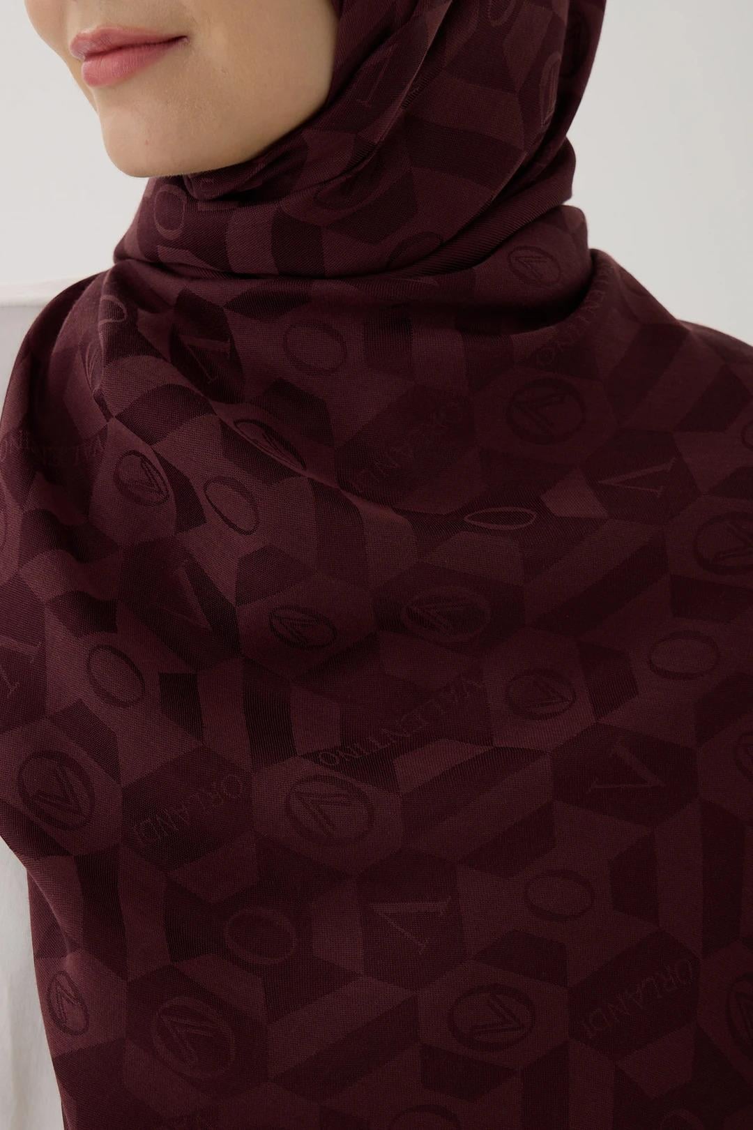 Valentino Orlandi - Logo Serisi Monogram Şal Bordo 