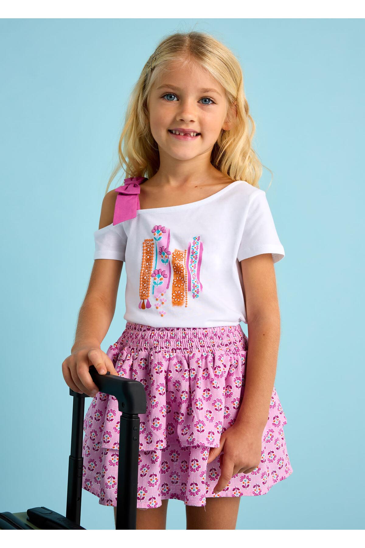 Kız Çocuk Asimetrik T-Shirt