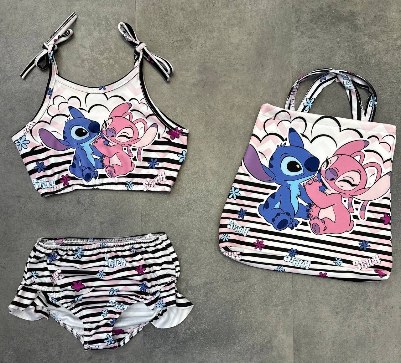 Kız Çocuk Çantalı Siyah-Beyaz Bikini Takımı