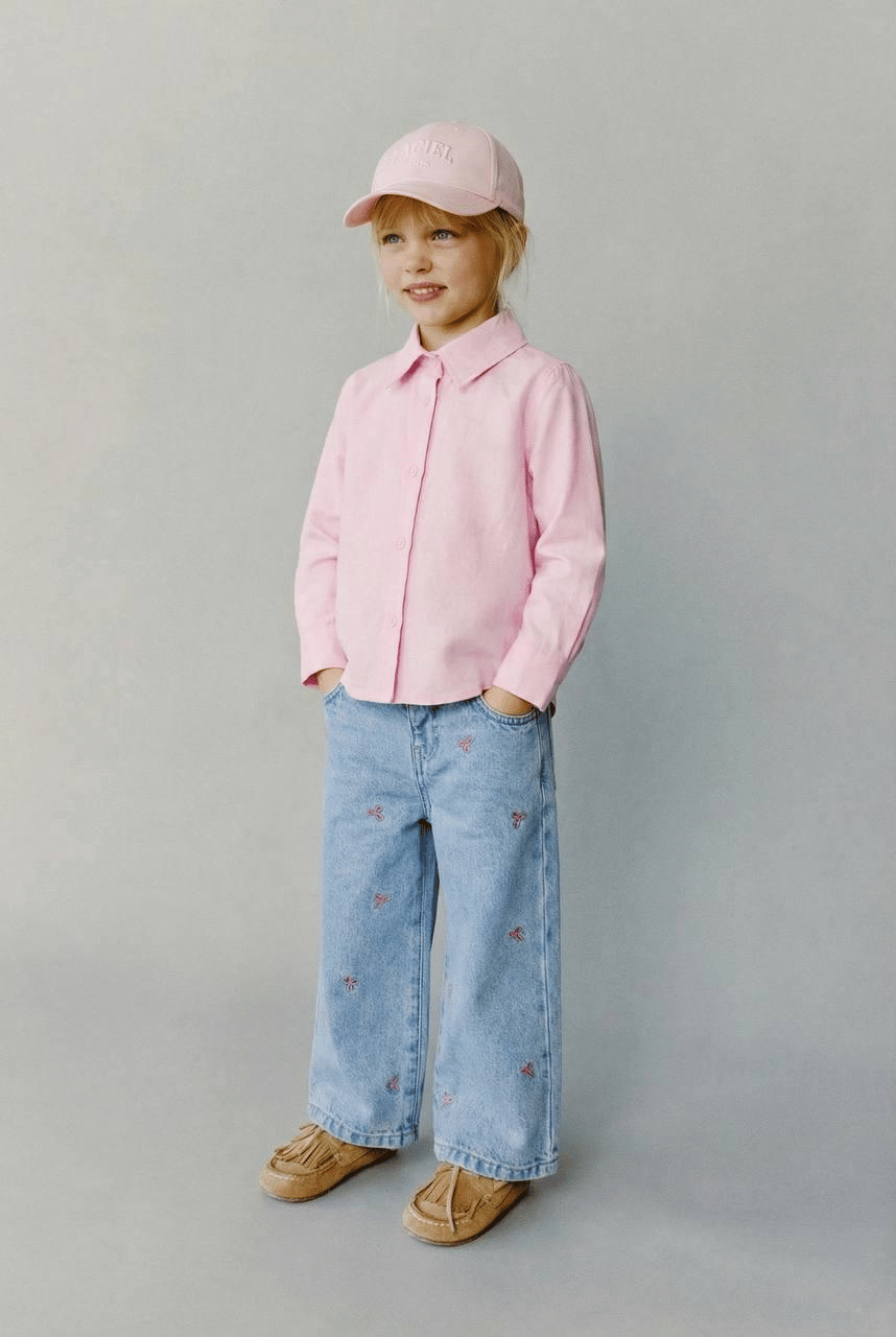 LACİEL PARİS KIZ ÇOCUK PEMBE DOKUMA GÖMLEK