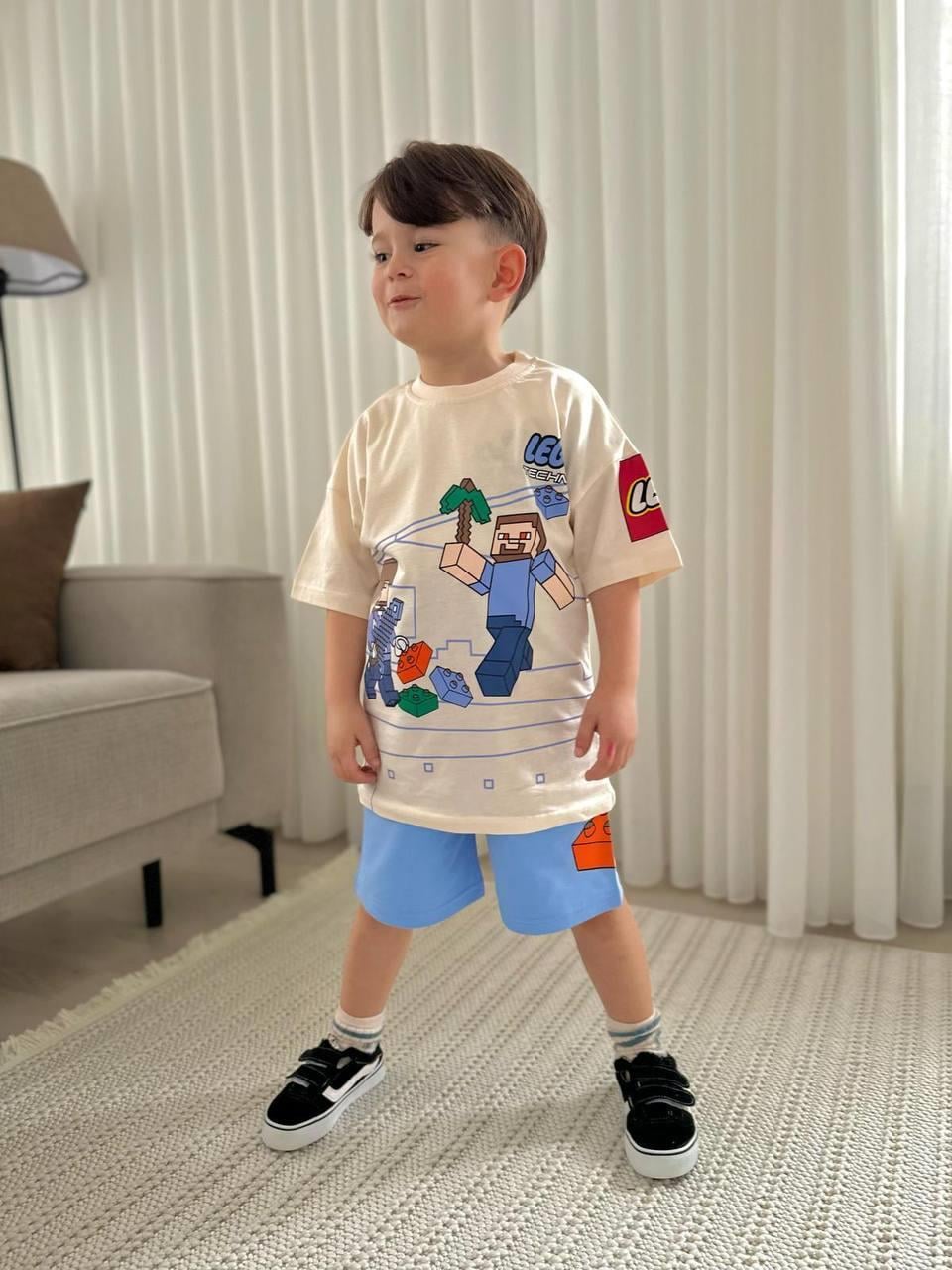 LEGO MINECRAFT MAVİ ŞORT-TİŞÖRT TAKIMI