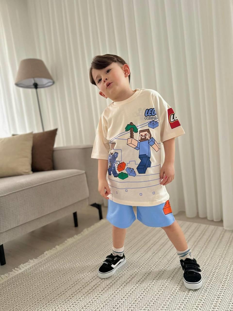 LEGO MINECRAFT MAVİ ŞORT-TİŞÖRT TAKIMI