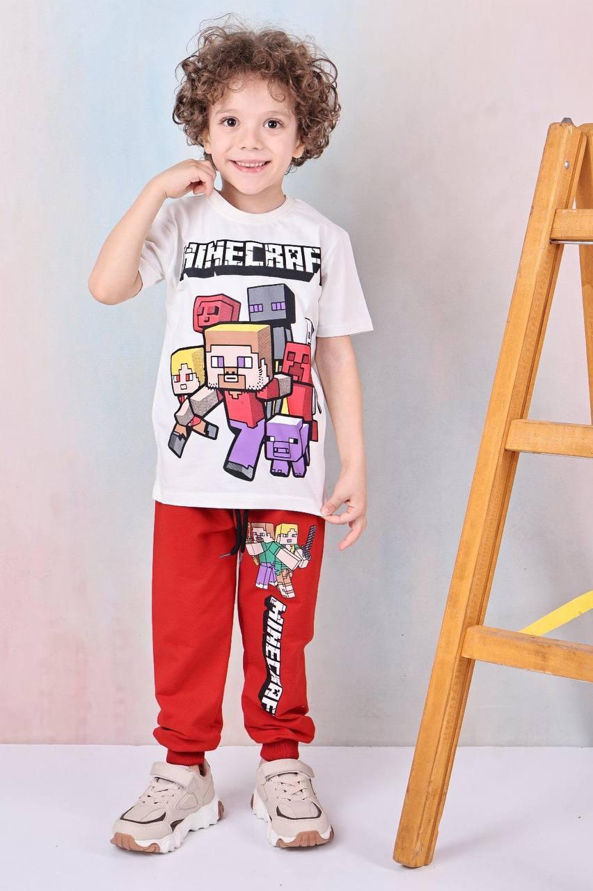 MİNE CRAFT TİŞÖRT EŞOFMAN TAKIMI-KIRMIZI
