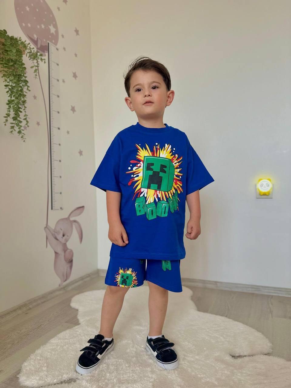MINECRAFT LACİVERT ŞORT-TİŞÖRT TAKIM
