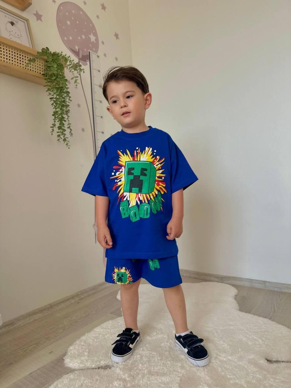 MINECRAFT LACİVERT ŞORT-TİŞÖRT TAKIM