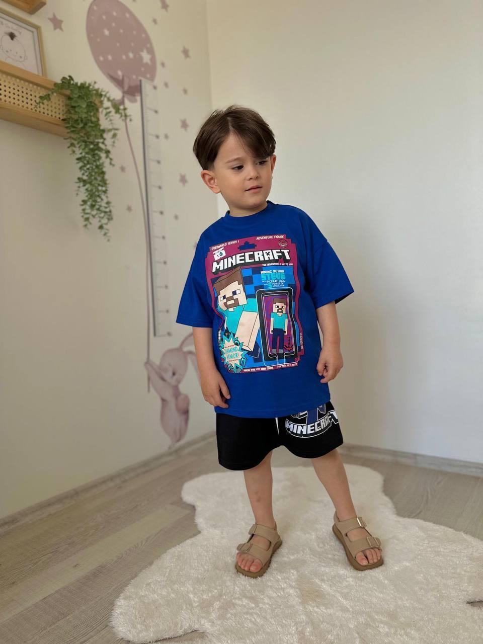 MINECRAFT STEVE LACİVERT ŞORT-TİŞÖRT TAKIMI