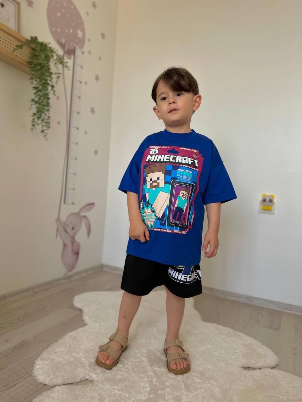 MINECRAFT STEVE LACİVERT ŞORT-TİŞÖRT TAKIMI
