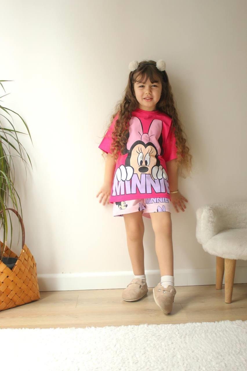 MİNNİE MOUSE PEMBE ŞORT-TİŞÖRT TAKIMI
