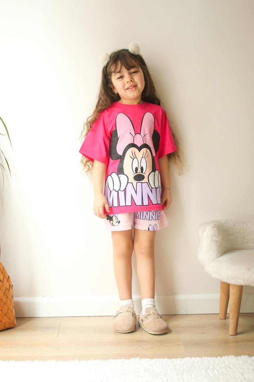 MİNNİE MOUSE PEMBE ŞORT-TİŞÖRT TAKIMI