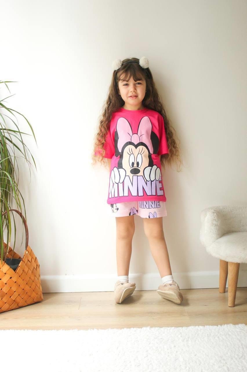 MİNNİE MOUSE PEMBE ŞORT-TİŞÖRT TAKIMI