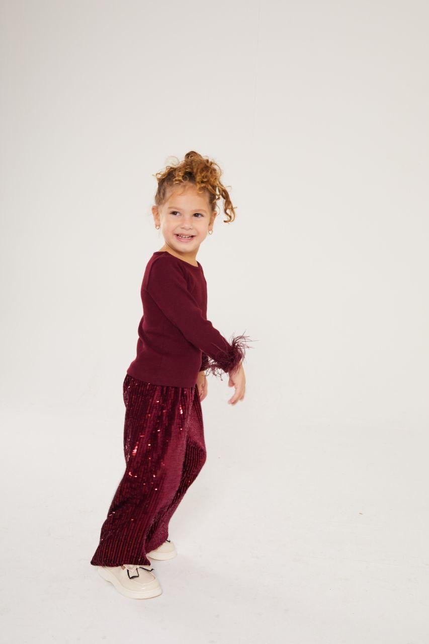 SHİNE COLLECTİON BORDO PANTOLON-BLUZ TAKIMI