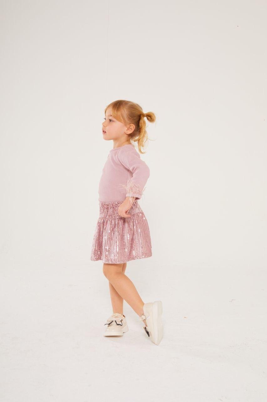 SHİNE COLLECTİON PEMBE ETEK-BLUZ TAKIMI