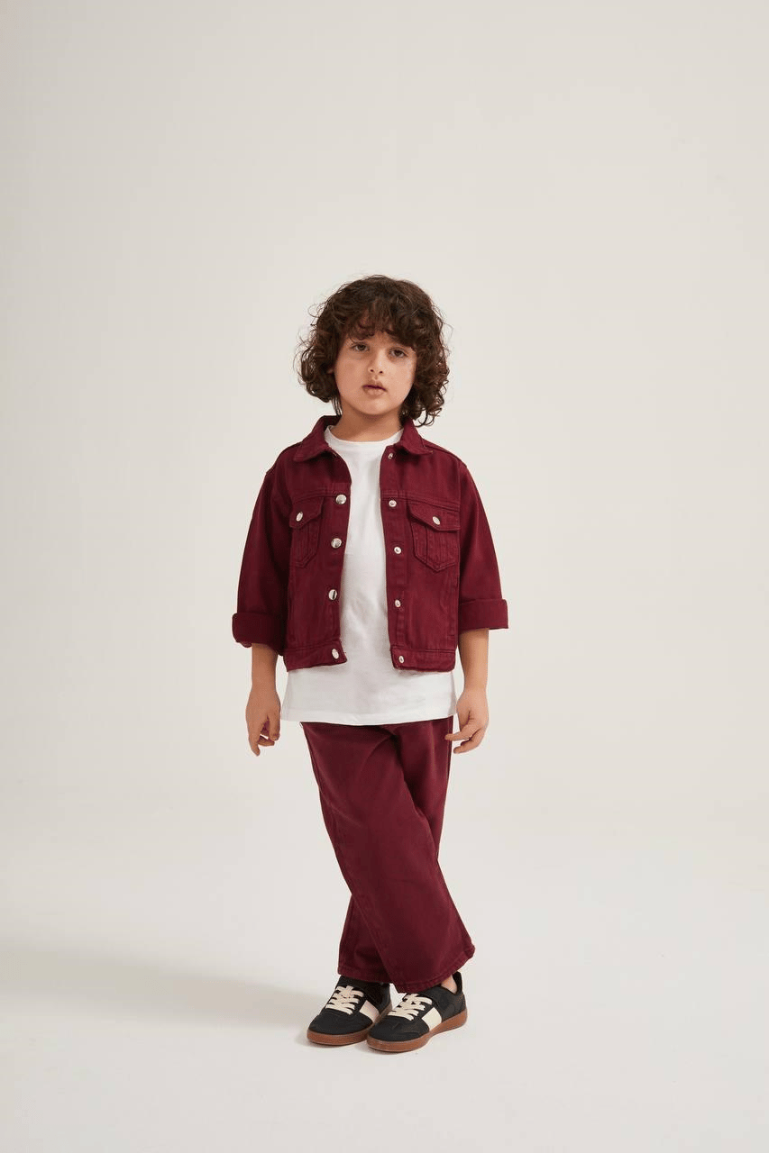 UNİSEX BORDO ZAMANSIZ DENİM TAKIM