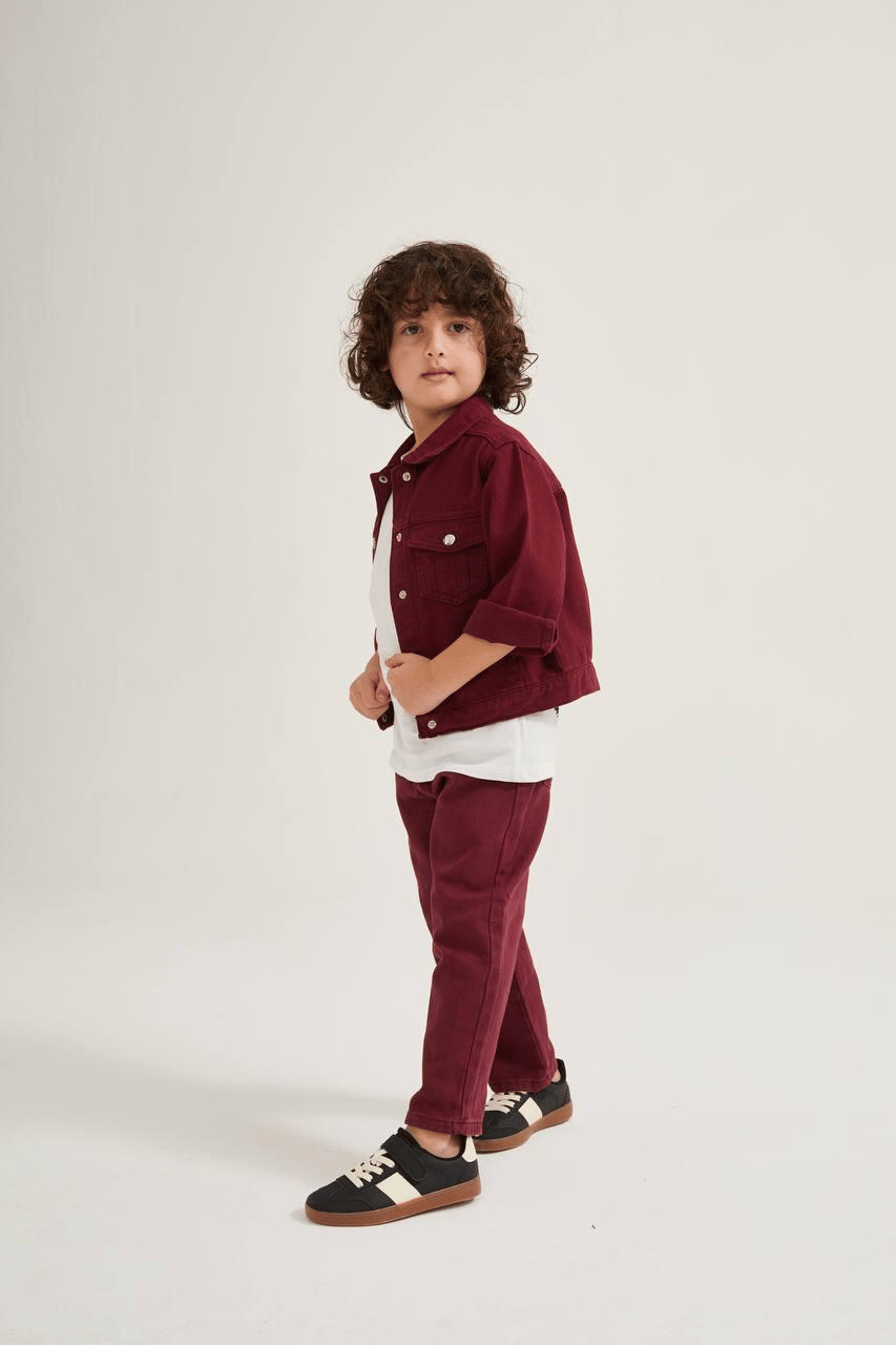 UNİSEX BORDO ZAMANSIZ DENİM TAKIM