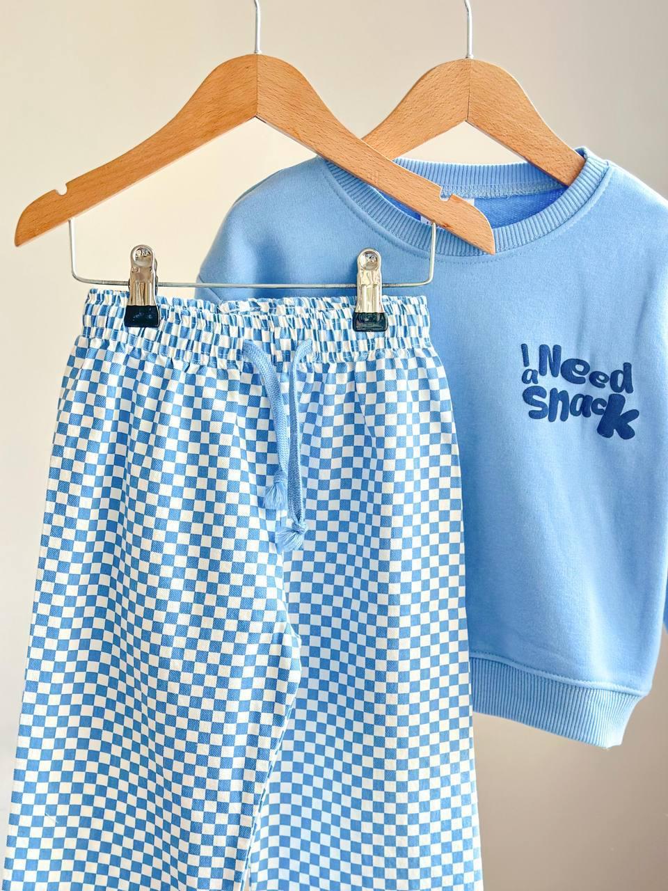 UNİSEX SNACK BLUE SWEATSHİRT-PANTOLON TAKIMI