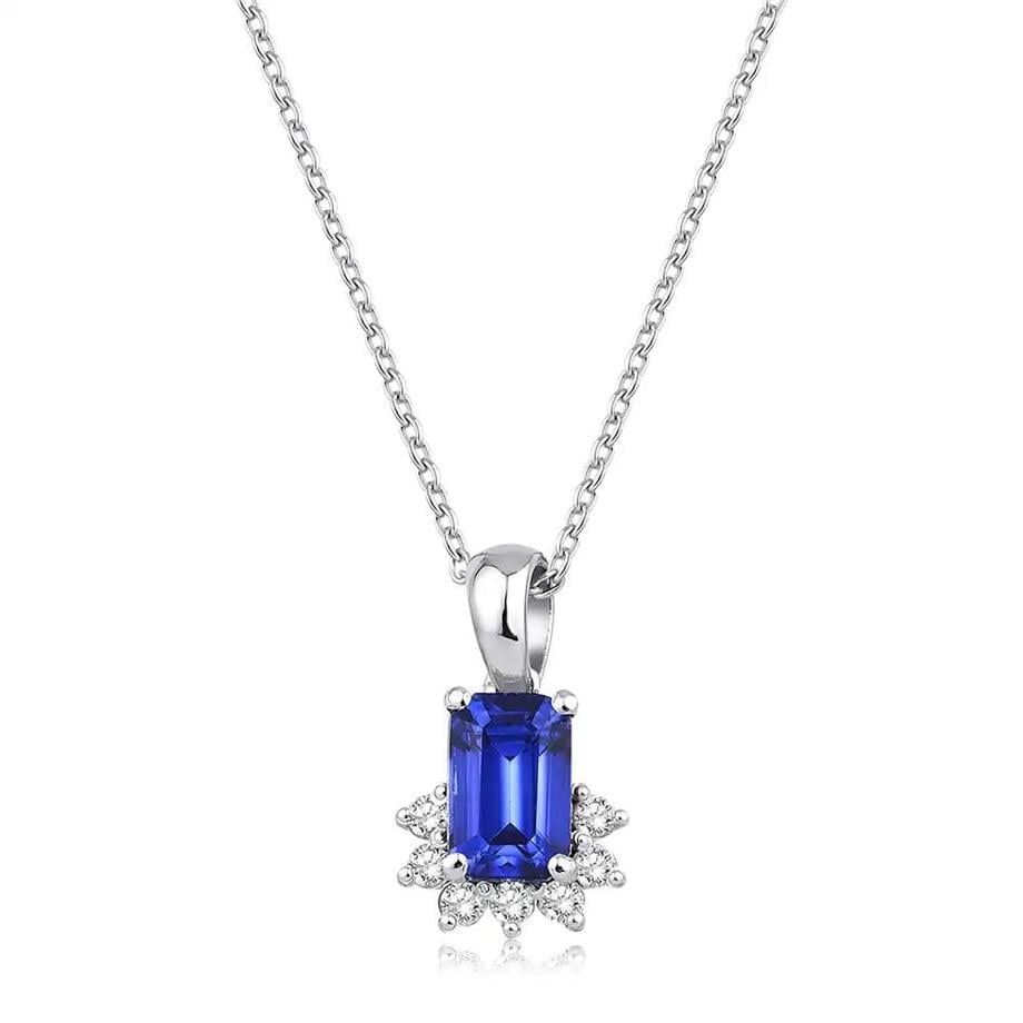 0.95 Karat Pırlanta Safir Kolye
