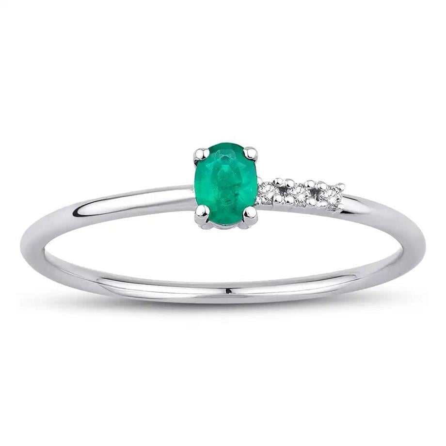 0.19 Karat Pırlantalı Zümrüt Yüzük