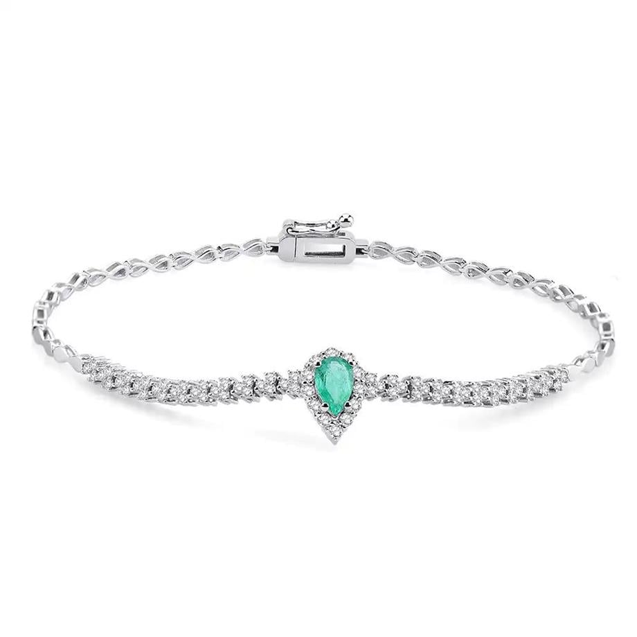 1.10 Karat Pırlantalı Zümrüt Bileklik