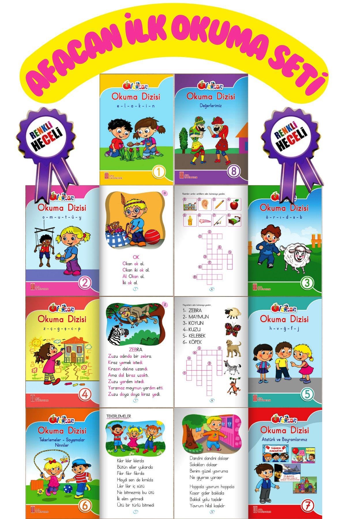 1.sınıf Renkli Heceli Afacan Ilk Okuma Dizisi 8 Kitap