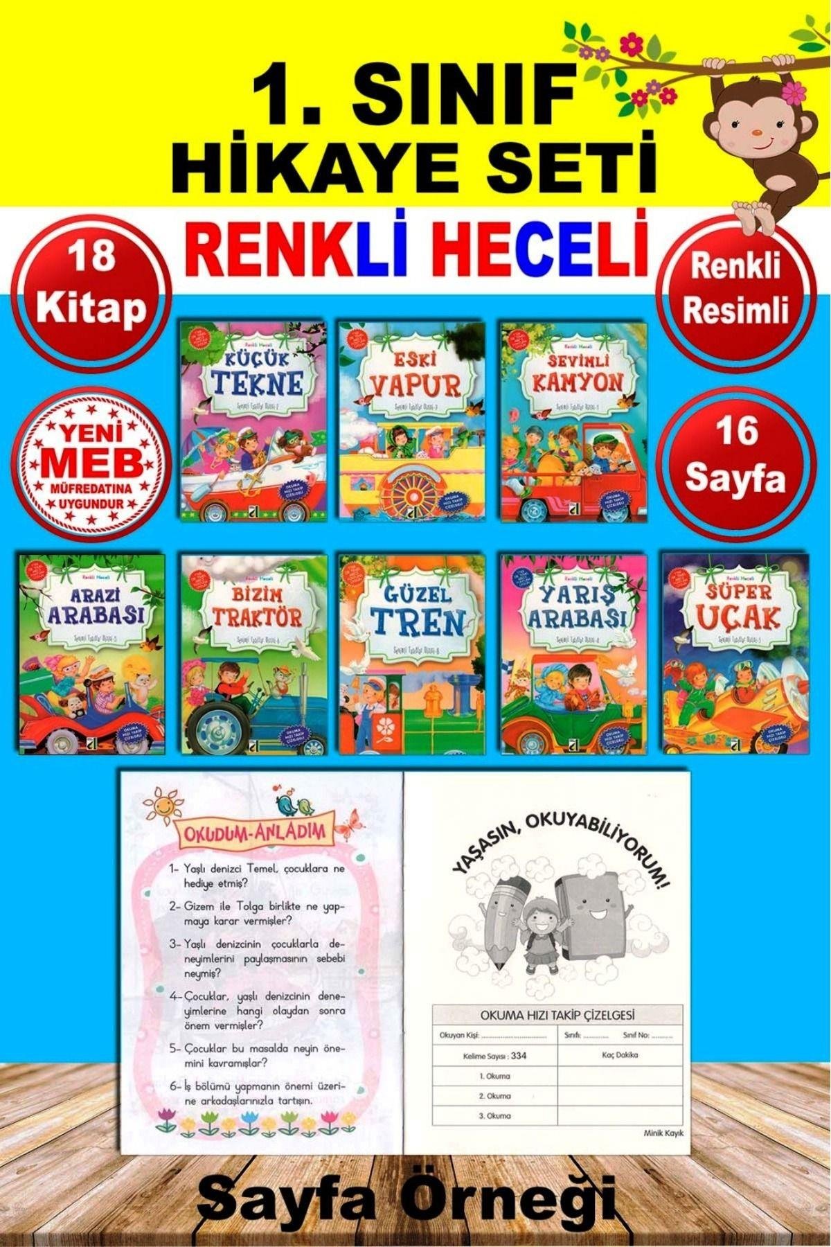 1. Sınıflar Için Tavsiyeli Renkli Heceli Ilk Okuma Hikaye Kitapları Seti (18 KİTAP)