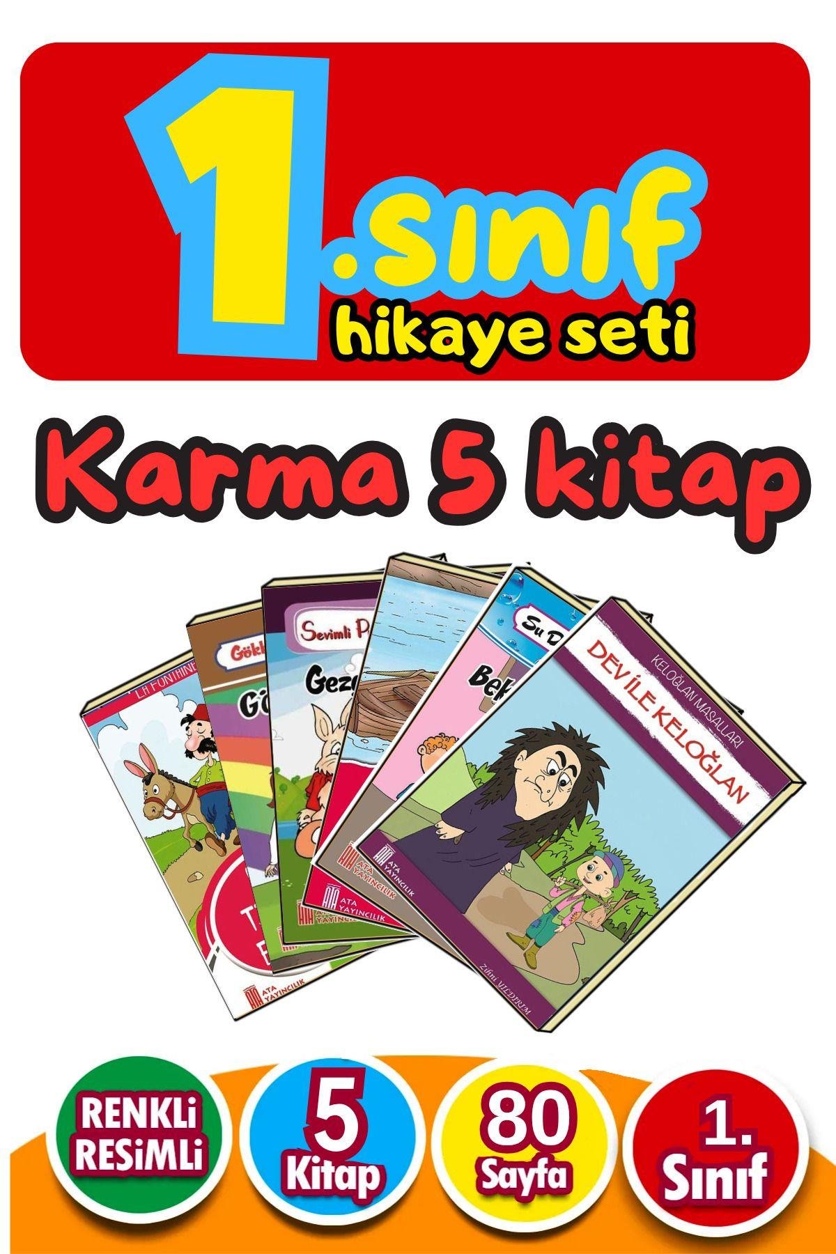 1.sınıflar Için Renkli Resimli Ve Sorulu 5'li Karma Hikaye Kitabı Seti