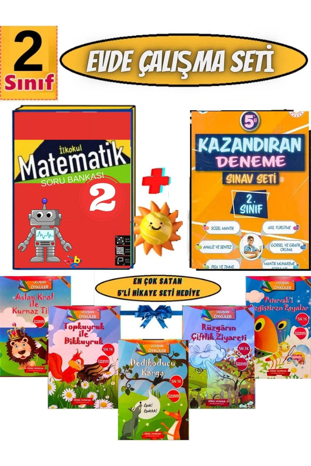 2.sınıf Matematik Çalışma Test Kitabı Poşet Deneme Renkli 5'li Öykü Seti